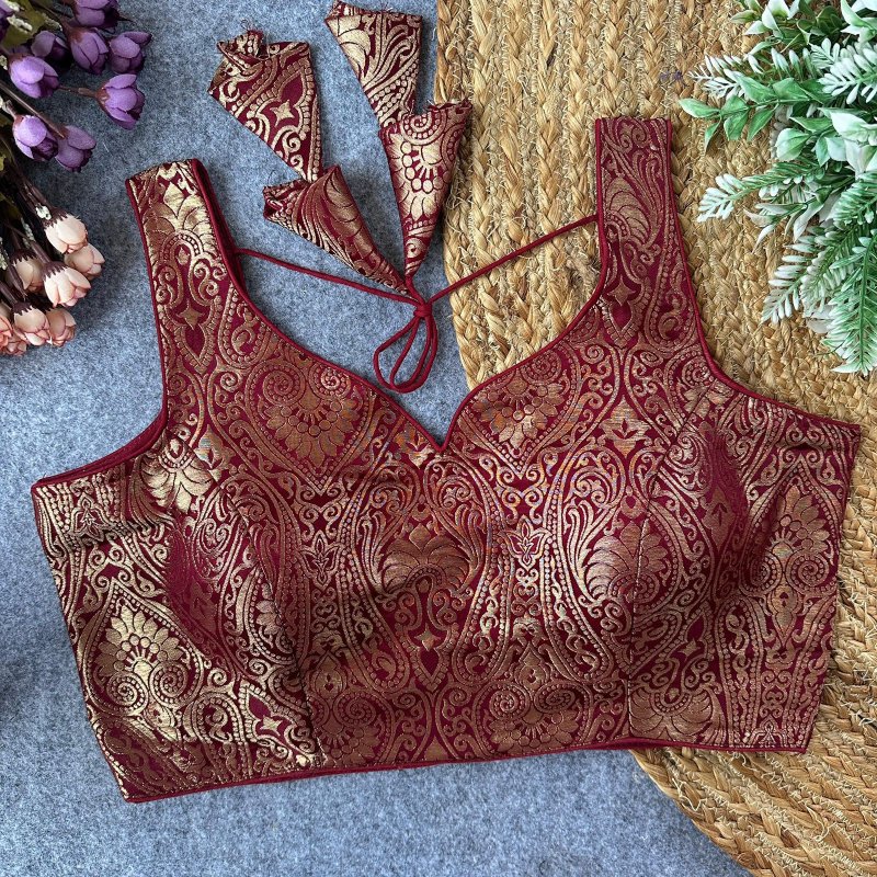 Tew Bollywood Pure Banarasi Silk With Golden Zari Blouse